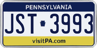 PA license plate JST3993