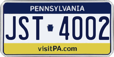 PA license plate JST4002