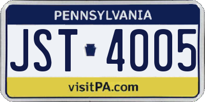 PA license plate JST4005