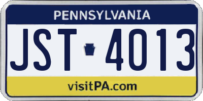 PA license plate JST4013