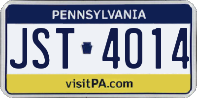 PA license plate JST4014