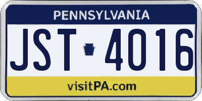 PA license plate JST4016