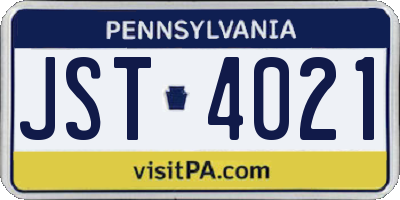 PA license plate JST4021