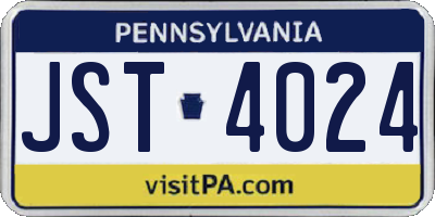 PA license plate JST4024