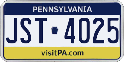 PA license plate JST4025