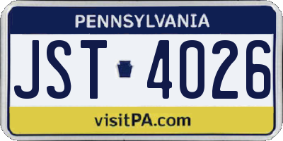 PA license plate JST4026