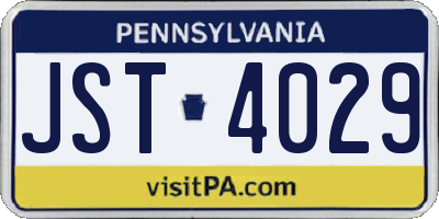 PA license plate JST4029