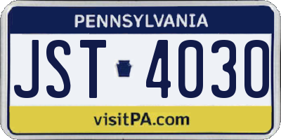 PA license plate JST4030