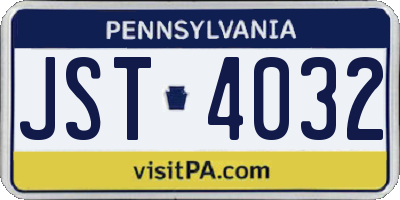 PA license plate JST4032