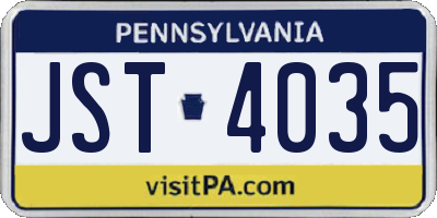 PA license plate JST4035