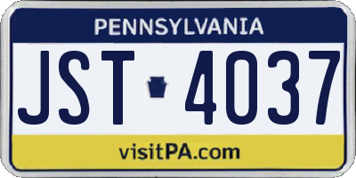 PA license plate JST4037