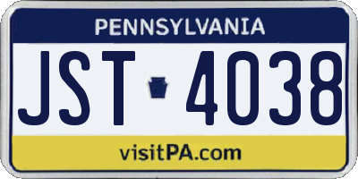 PA license plate JST4038