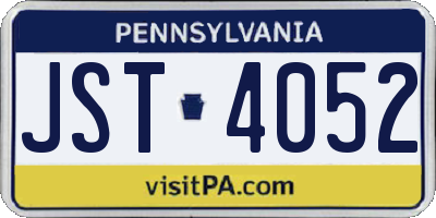 PA license plate JST4052