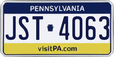 PA license plate JST4063