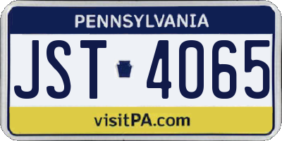 PA license plate JST4065