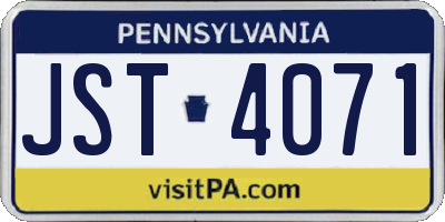 PA license plate JST4071