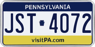PA license plate JST4072