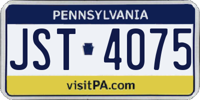 PA license plate JST4075