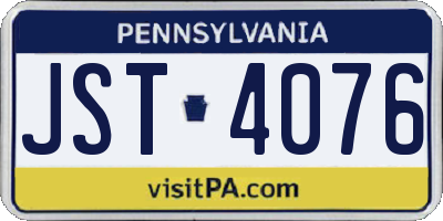 PA license plate JST4076