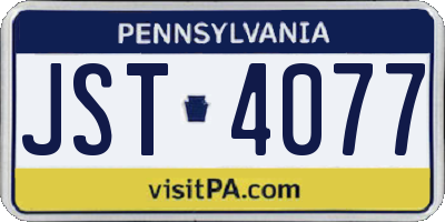 PA license plate JST4077