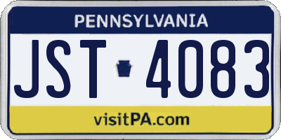 PA license plate JST4083