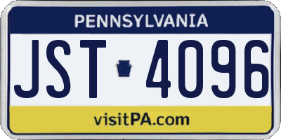 PA license plate JST4096
