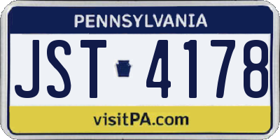 PA license plate JST4178
