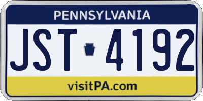 PA license plate JST4192
