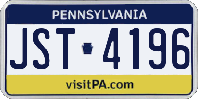 PA license plate JST4196