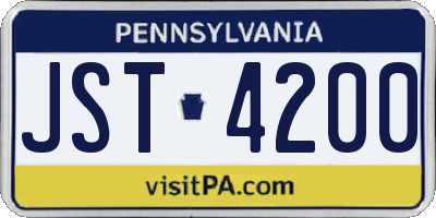 PA license plate JST4200