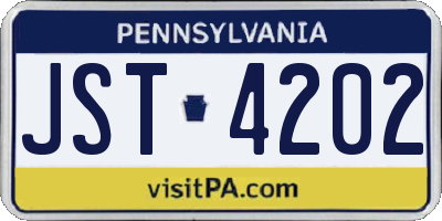 PA license plate JST4202