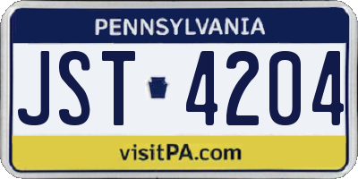 PA license plate JST4204