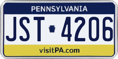 PA license plate JST4206