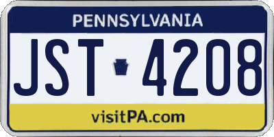 PA license plate JST4208