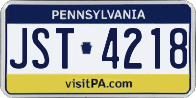 PA license plate JST4218