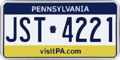 PA license plate JST4221