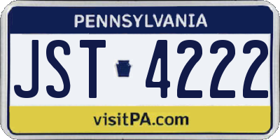 PA license plate JST4222