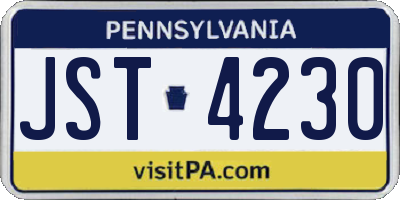 PA license plate JST4230