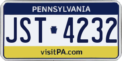 PA license plate JST4232