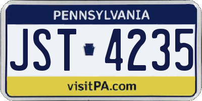 PA license plate JST4235