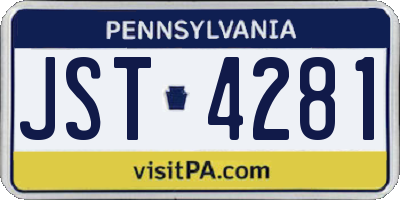 PA license plate JST4281
