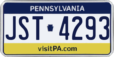 PA license plate JST4293