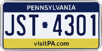 PA license plate JST4301