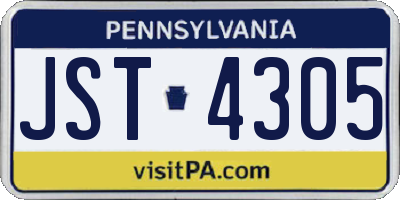 PA license plate JST4305