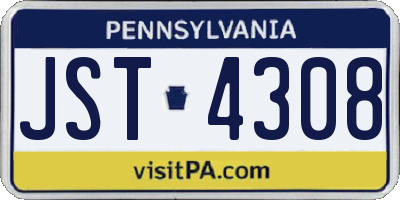 PA license plate JST4308