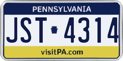 PA license plate JST4314