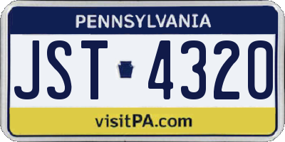 PA license plate JST4320