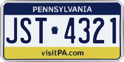 PA license plate JST4321
