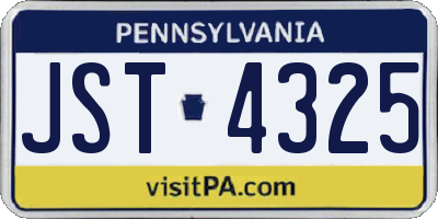 PA license plate JST4325