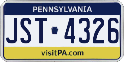PA license plate JST4326